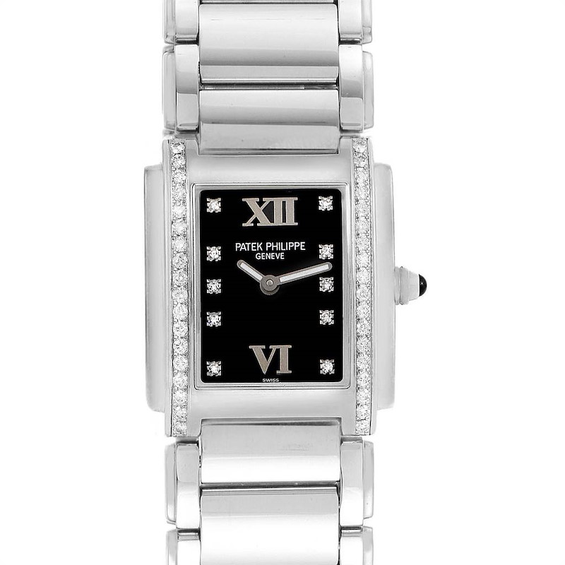 Patek Philippe Twenty-4 Black Diamond Dial Bezel Ladies Watch 4910 SwissWatchExpo