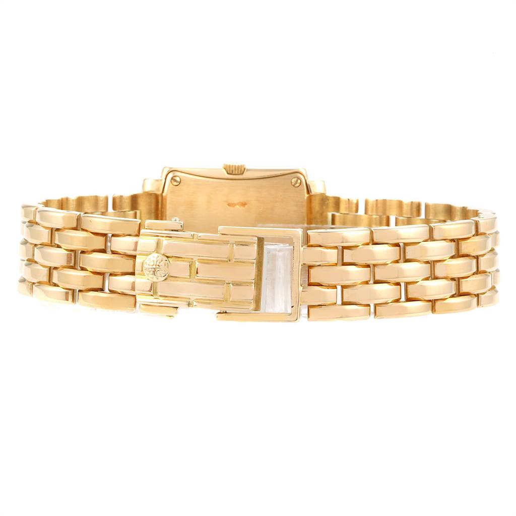 The image shows the back and clasp of the gold bracelet of the Patek Philippe Gondolo PATEK PHILIPPE Women's Yellow Gold White Dial PATEK PHILIPPE Women's Yellow Gold White Dial watch.
