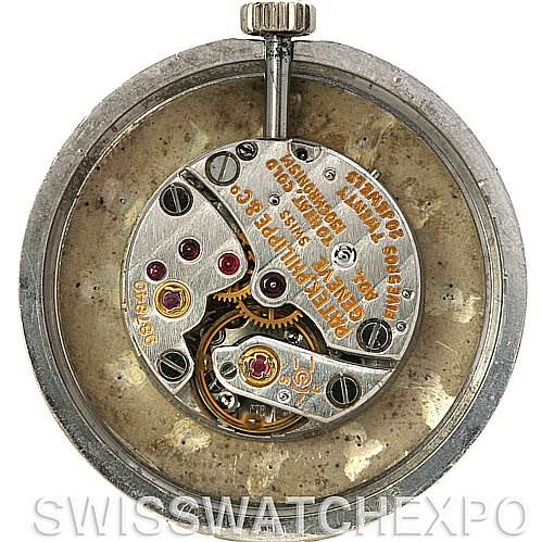 This image shows the inner mechanical movement of a Vintage Patek Philippe watch from a top-down angle.