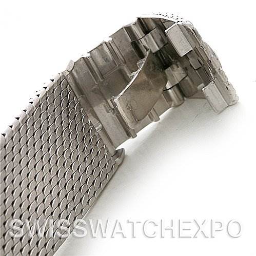 The image shows the clasp and part of the band of a Vintage Patek Philippe watch, viewed at an angle highlighting the texture and mechanism.