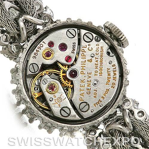 This image shows the intricate back view of a Vintage Patek Philippe watch movement.