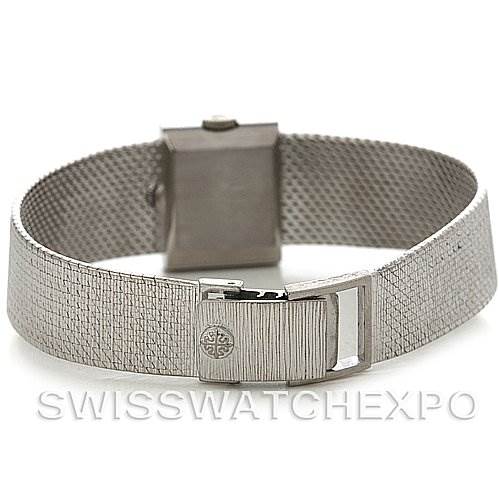 The image shows the mesh bracelet and clasp of a Vintage Patek Philippe watch from a rear angle.
