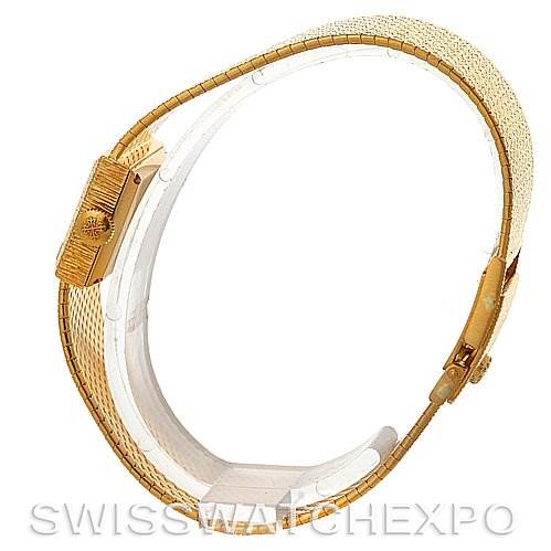 The image shows a side angle of a Vintage Patek Philippe watch, highlighting the band and clasp.