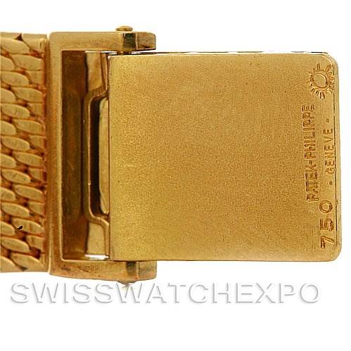 This image shows the buckle clasp of a Vintage Patek Philippe watch, displaying the brand's name, hallmark, and "750" gold mark.