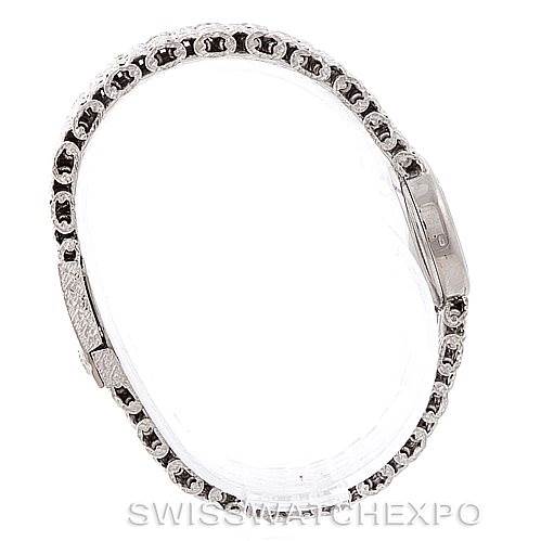 This image shows the side view of a Patek Philippe Vintage 4187/1 Women's White Gold Silver Dial 4187/1 Women's White Gold Silver Dial watch bracelet, focusing on the clasp and links.