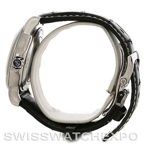 This image shows the side profile of the Ulysse Nardin 243-55/92 Men's Stainless Steel Black Dial 243-55/92 Men's Stainless Steel Black Dial 243-55/92 GMT Big Date 42mm Men's Watch, highlighting the case and strap.