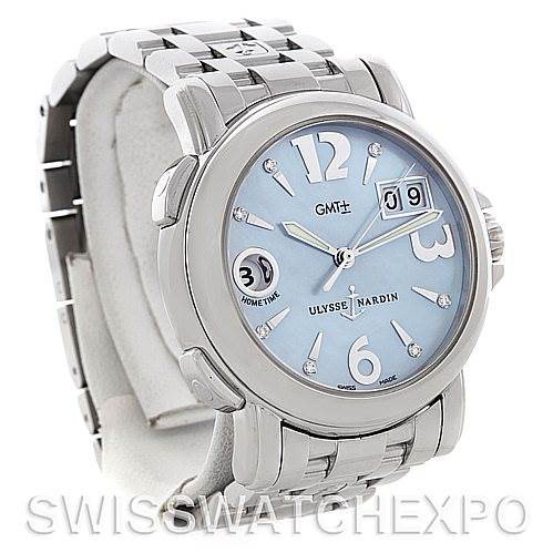 Ulysse Nardin Dual Time Ladies Steel Watch 223-22 SwissWatchExpo