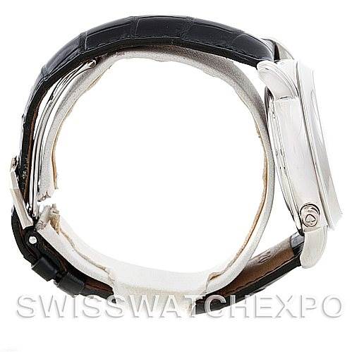 This image shows a side profile view of the Ulysse Nardin 329-80 Men's Platinum Silver Dial 329-80 Men's Platinum Silver Dial GMT Perpetual Platinum 329-80 Limited Edition Men's Watch, highlighting the case and strap.