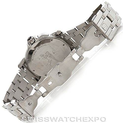 The image shows the back view and bracelet of the Ulysse Nardin 203-22 Men's Stainless Steel Silver Dial 203-22 Men's Stainless Steel Silver Dial San Marco GMT Men's Watch model 203-22.