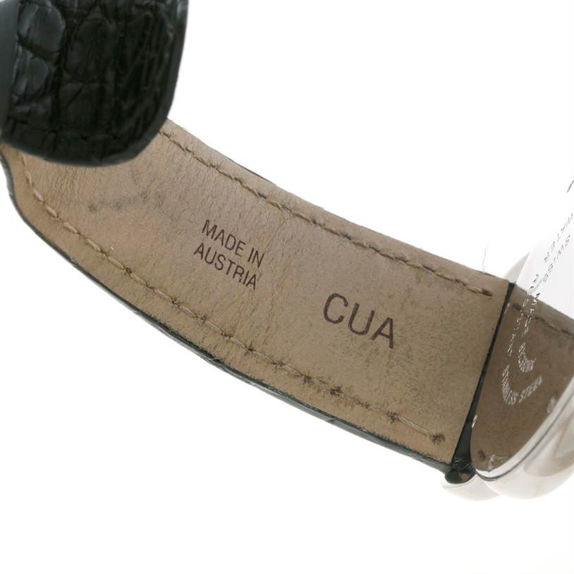 The image shows the back of a leather strap for a Ronde model watch by Cartier.