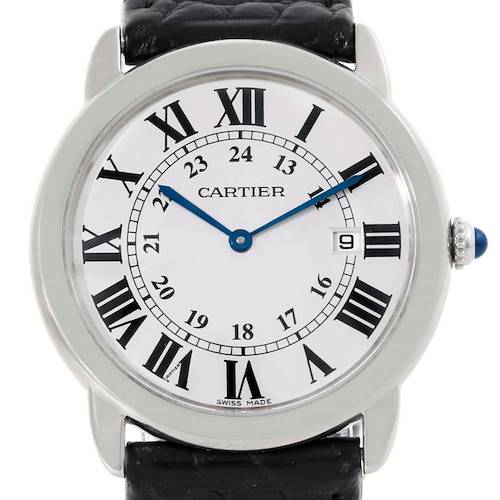 Photo of Cartier Ronde Solo Large Steel Black Leather Quartz Watch W6700255
