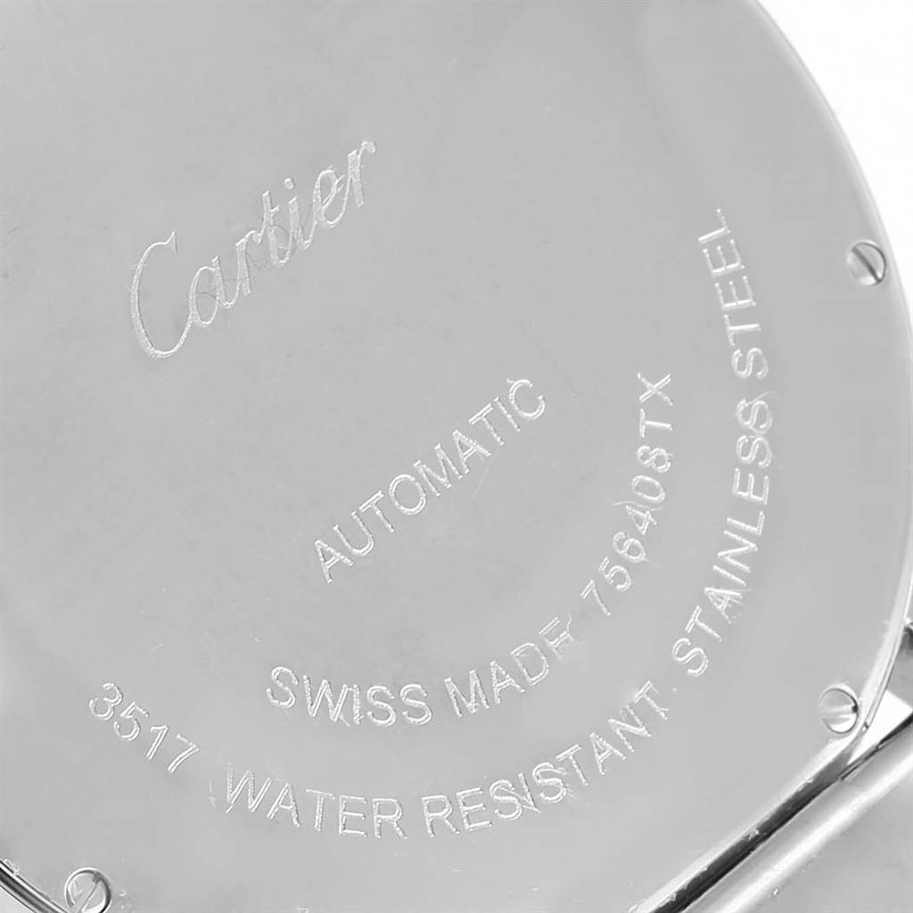 The image shows the back case of the Ronde model watch by Cartier, displaying brand markings and specifications.