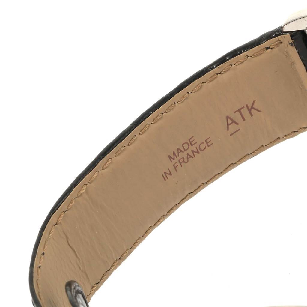 The image shows the inner side of the strap for a Cartier Ronde W6700255 Stainless Steel Silver Dial W6700255 Stainless Steel Silver Dial watch, marked "Made in France" and "ATK."