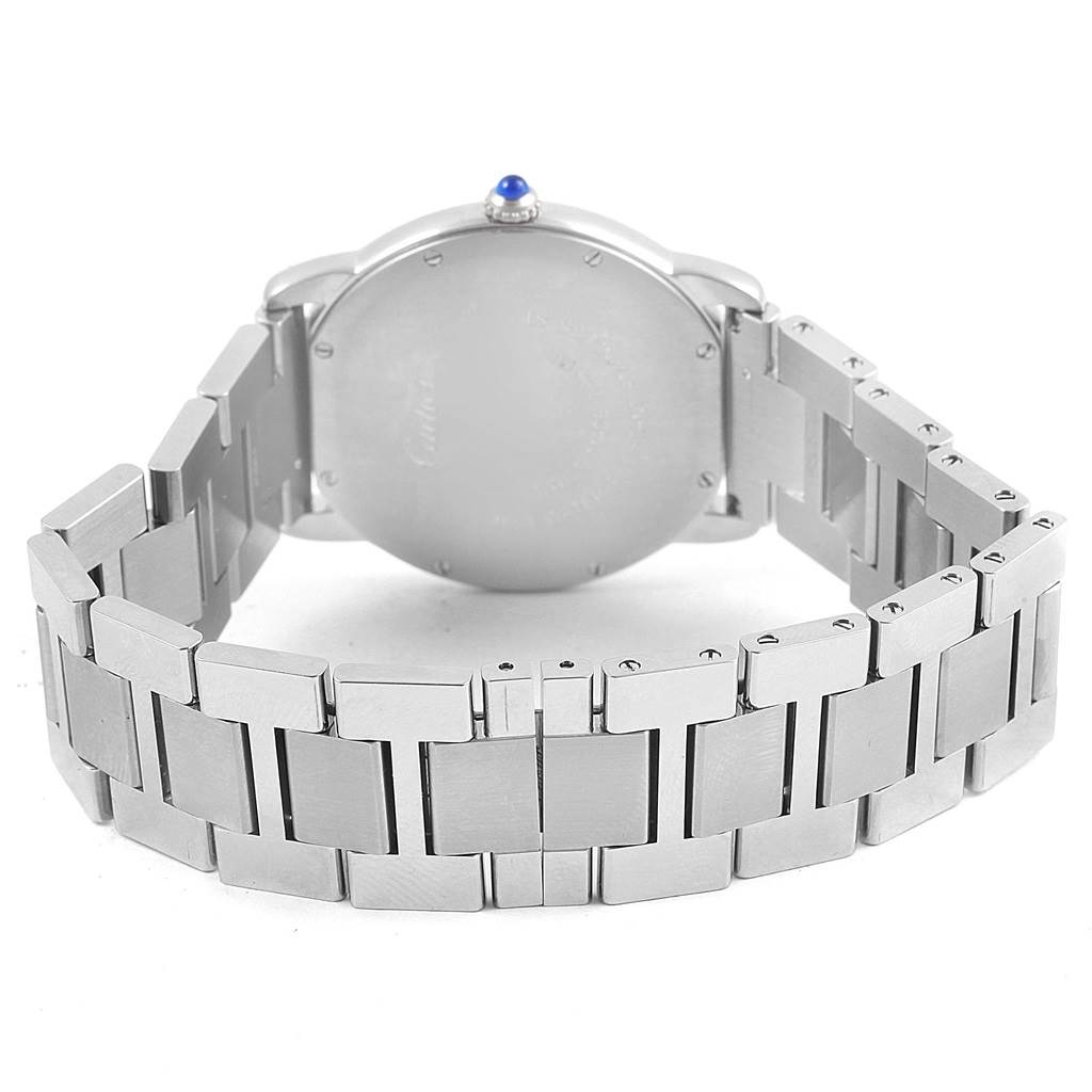 This image shows the back and bracelet of a Cartier Ronde W6701005 Stainless Steel Silver Dial W6701005 Stainless Steel Silver Dial watch.