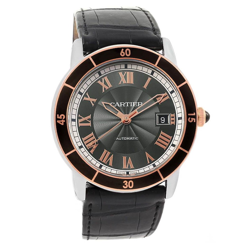 Cartier Ronde Croisiere Steel Rose Gold Grey Dial Watch W2RN0005 SwissWatchExpo