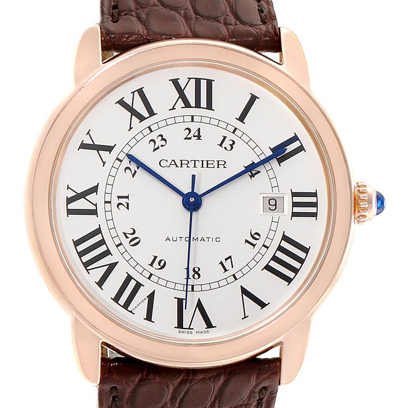 Cartier Ronde Solo XL Silver Dial Rose Gold Steel Mens Watch W6701009 SwissWatchExpo