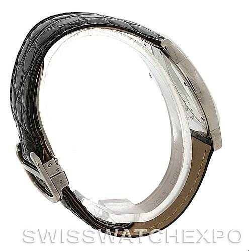 Side view of a Ronde model Cartier watch, showcasing the strap, buckle, and case details.