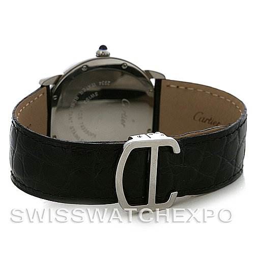 This image shows the back view of a Cartier Ronde W6700255 Men's Stainless Steel Silver Dial W6700255 Men's Stainless Steel Silver Dial watch, highlighting the strap and clasp.