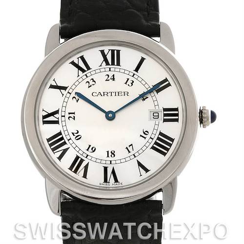 Photo of Cartier Ronde Solo Steel Black Leather Mens Watch W6700255