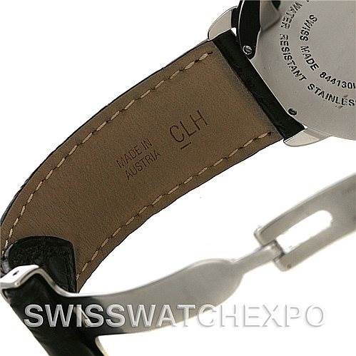 The image shows the back side and strap of the Cartier Ronde W6700255 Men's Stainless Steel Silver Dial W6700255 Men's Stainless Steel Silver Dial watch, highlighting the clasp and inner side of the leather strap.