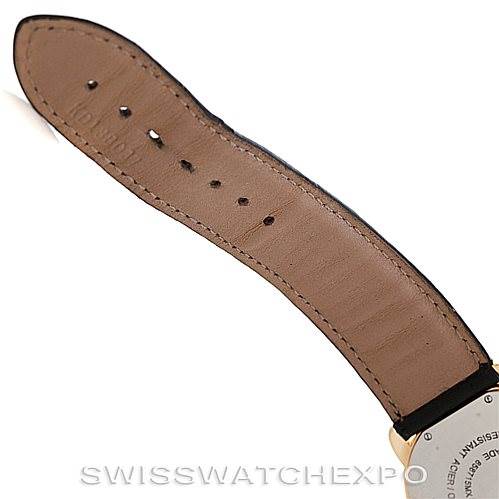 The image shows the back of the leather strap and part of the case back of a Cartier Ronde W6700455 Men's Steel and Gold (two tone) Silver Dial W6700455 Men's Steel and Gold (two tone) Silver Dial watch.