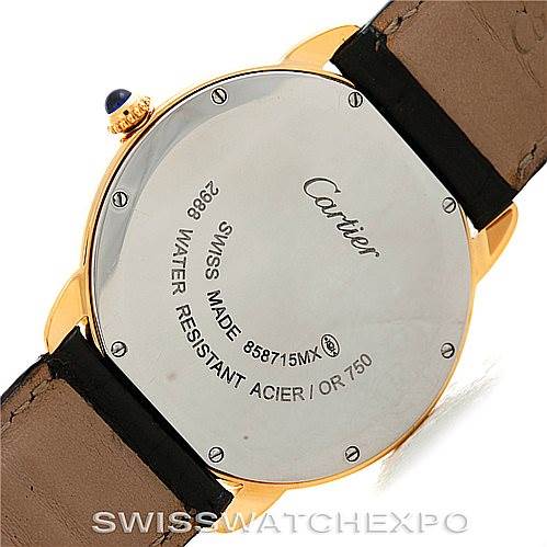 This image shows the back of a Cartier Ronde W6700455 Men's Steel and Gold (two tone) Silver Dial W6700455 Men's Steel and Gold (two tone) Silver Dial model watch, including the case back and straps.