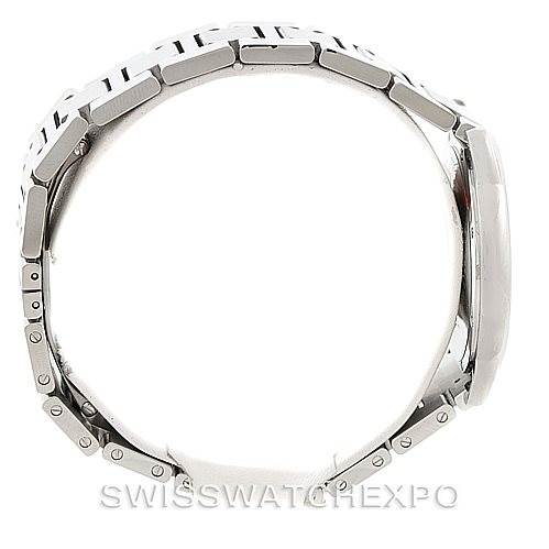 This image shows a side view of the Ronde model by Cartier, highlighting the case and bracelet.