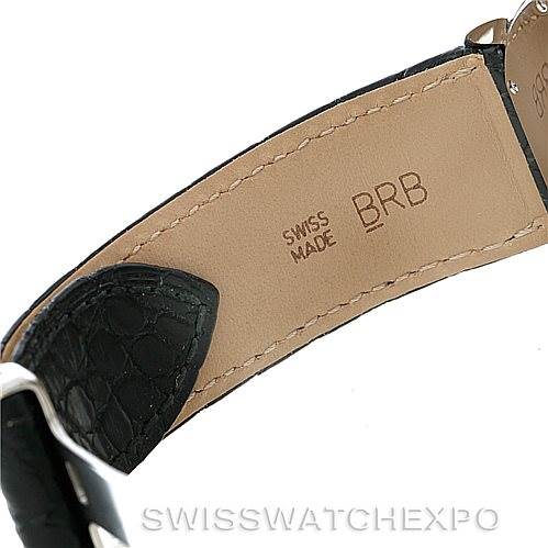 The image shows the interior side of a leather strap for the Cartier Ronde W6700255 Men's Stainless Steel Silver Dial W6700255 Men's Stainless Steel Silver Dial watch, displaying "SWISS MADE" and "BRB" markings.