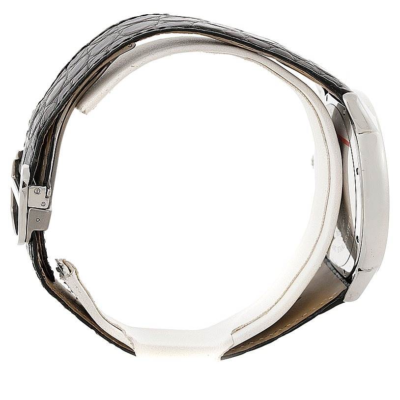 The image shows a side view of a Ronde model by Cartier, highlighting its strap and case details.