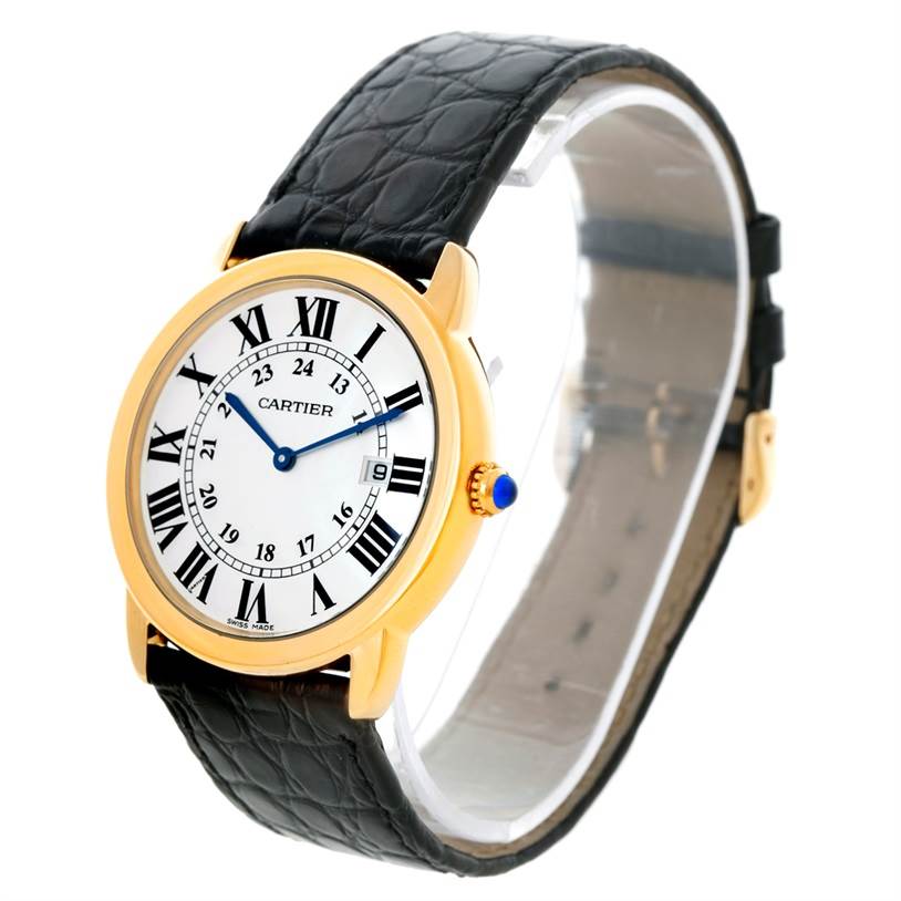 The Cartier Ronde W6700455 Men
s Steel and Gold (two tone) Silver Dial W6700455 Men
s Steel and Gold (two tone) Silver Dial watch is shown at a slight angle, displaying the face, bezel, and part of the strap.