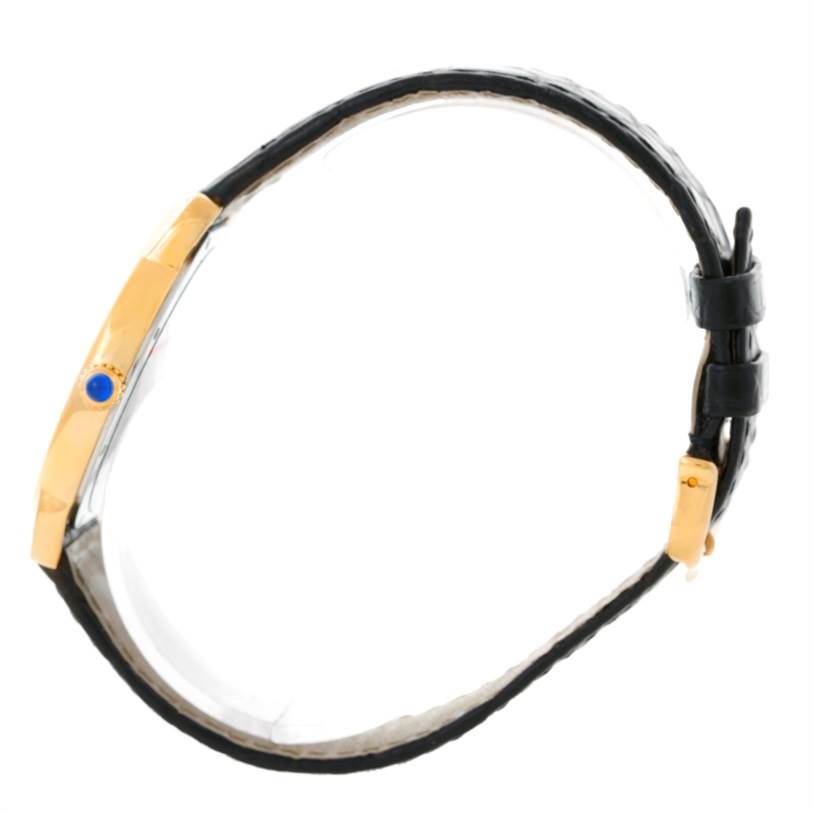 The image shows a side profile view of the Cartier Ronde W6700455 Men
s Steel and Gold (two tone) Silver Dial W6700455 Men
s Steel and Gold (two tone) Silver Dial model watch, highlighting the strap and crown.