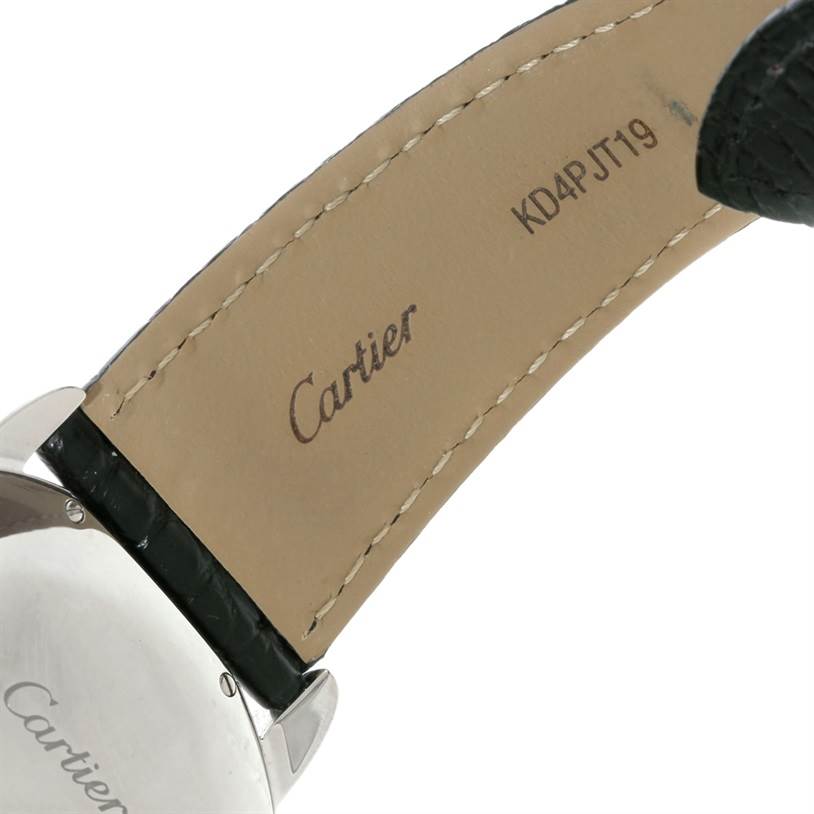 The image shows the underside of the strap and the back case of the Cartier Ronde W6701010 Men's Stainless Steel Silver Dial W6701010 Men's Stainless Steel Silver Dial watch.