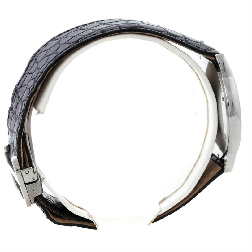 The image shows a side view of a Ronde model Cartier watch, highlighting its strap and case.