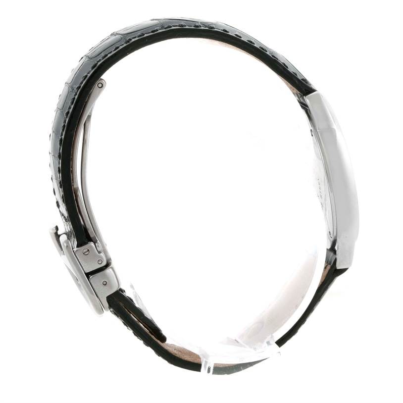 This image shows a side view of the Cartier Ronde W6700155 Women
s Stainless Steel Silver Dial W6700155 Women
s Stainless Steel Silver Dial watch, highlighting its case and strap.