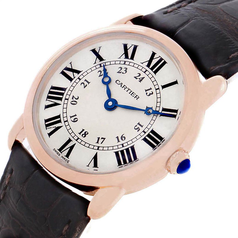 Cartier Ronde Louis Rose Gold Brown Strap Ladies Watch W6800151 | SwissWatchExpo