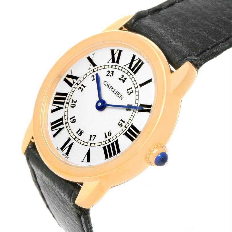 The Cartier Ronde W6700355 Women's Steel and Gold (two tone) Silver Dial W6700355 Women's Steel and Gold (two tone) Silver Dial model watch is shown at a slight angle, displaying its face, strap, bezel, and crown.