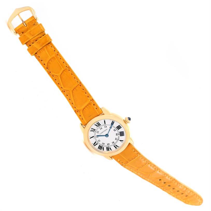 The Cartier Ronde W6700355 Women's Steel and Gold (two tone) Silver Dial W6700355 Women's Steel and Gold (two tone) Silver Dial watch is shown at a slight angle, displaying the face, strap, and buckle.