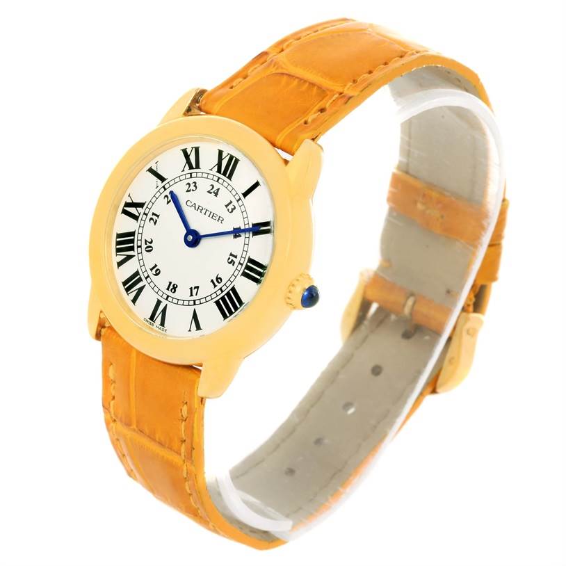 The image shows a Cartier Ronde W6700355 Women's Steel and Gold (two tone) Silver Dial W6700355 Women's Steel and Gold (two tone) Silver Dial model watch at a three-quarter angle, displaying the face, crown, and strap.