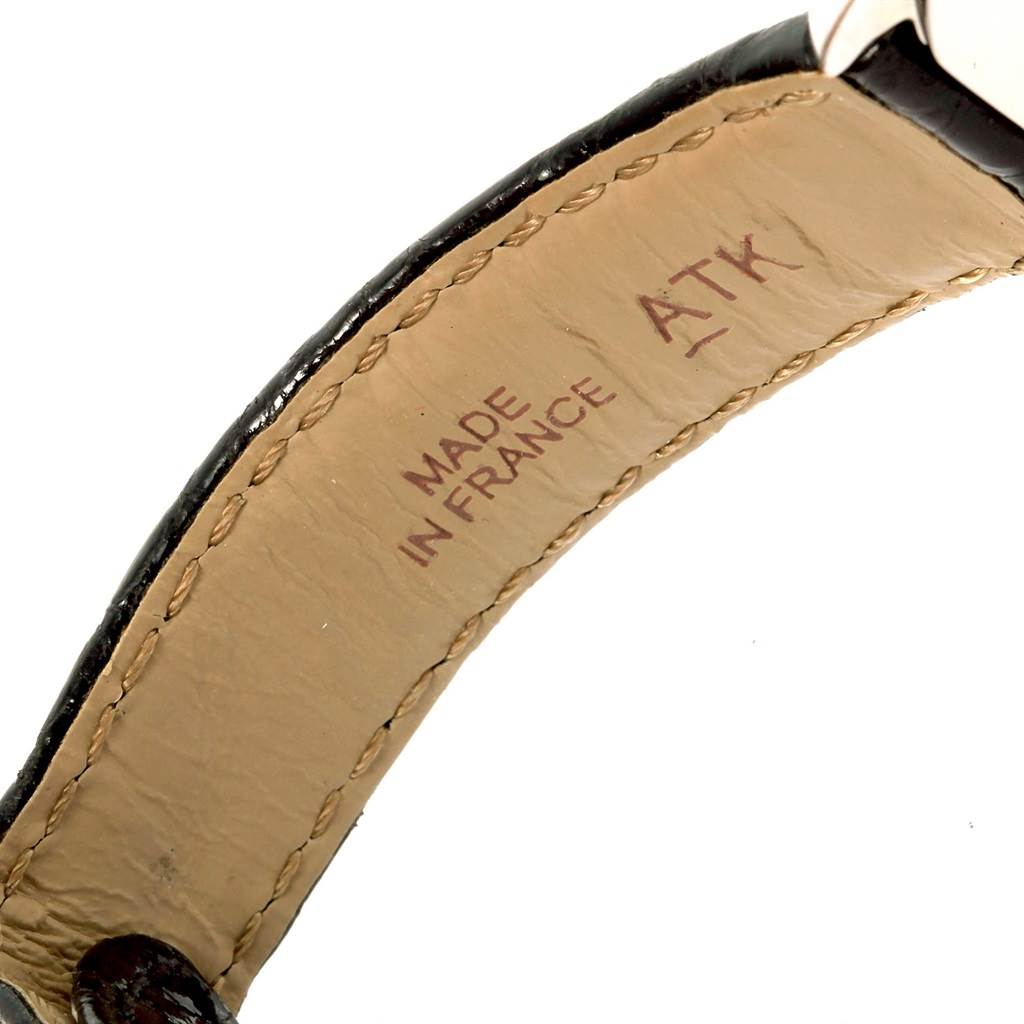 The image shows the underside of a leather strap for the Cartier Ronde W6700155 Women's Stainless Steel Silver Dial W6700155 Women's Stainless Steel Silver Dial watch, highlighting the "Made in France" marking.
