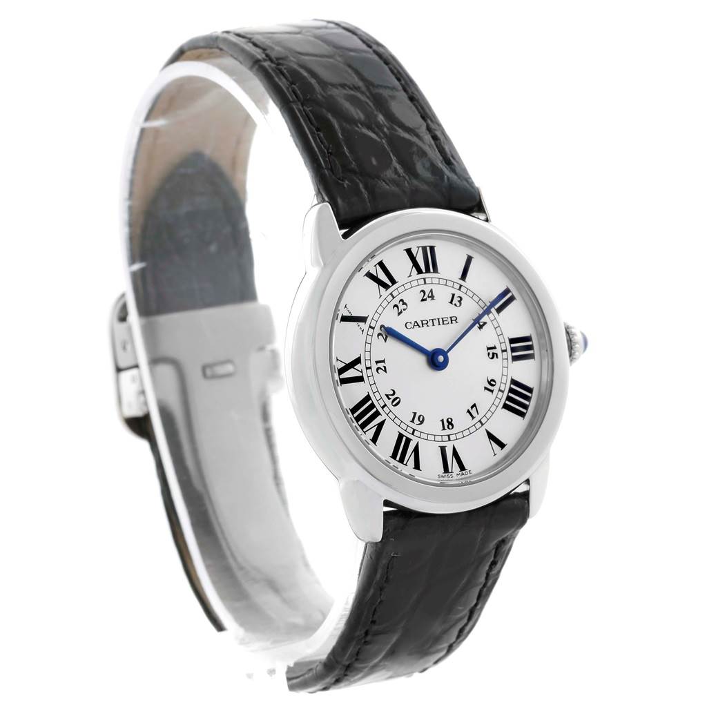 The image shows a Cartier Ronde W6700155 Women's Stainless Steel Silver Dial W6700155 Women's Stainless Steel Silver Dial watch at a slightly angled view, displaying its face, strap, and clasp.