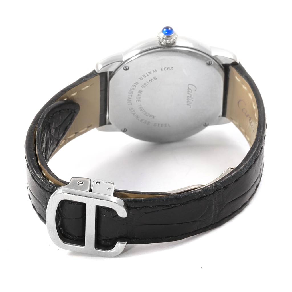 The image shows the back case and strap buckle of the Cartier Ronde W6700155 Women's Stainless Steel Silver Dial W6700155 Women's Stainless Steel Silver Dial watch.