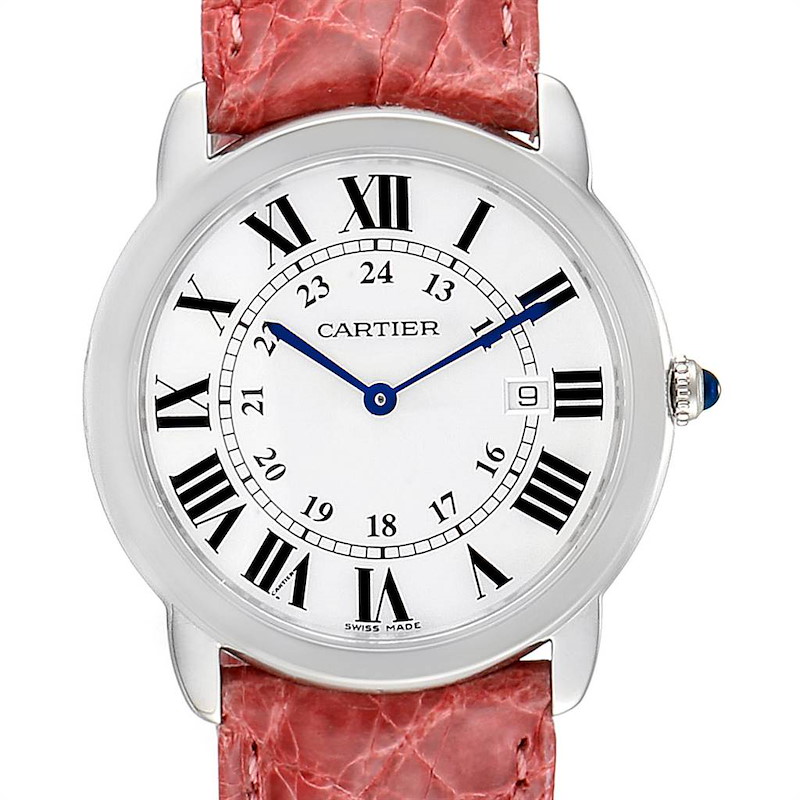 Cartier Ronde Solo Pink Strap Large Unisex Watch W6700255 Box Papers SwissWatchExpo