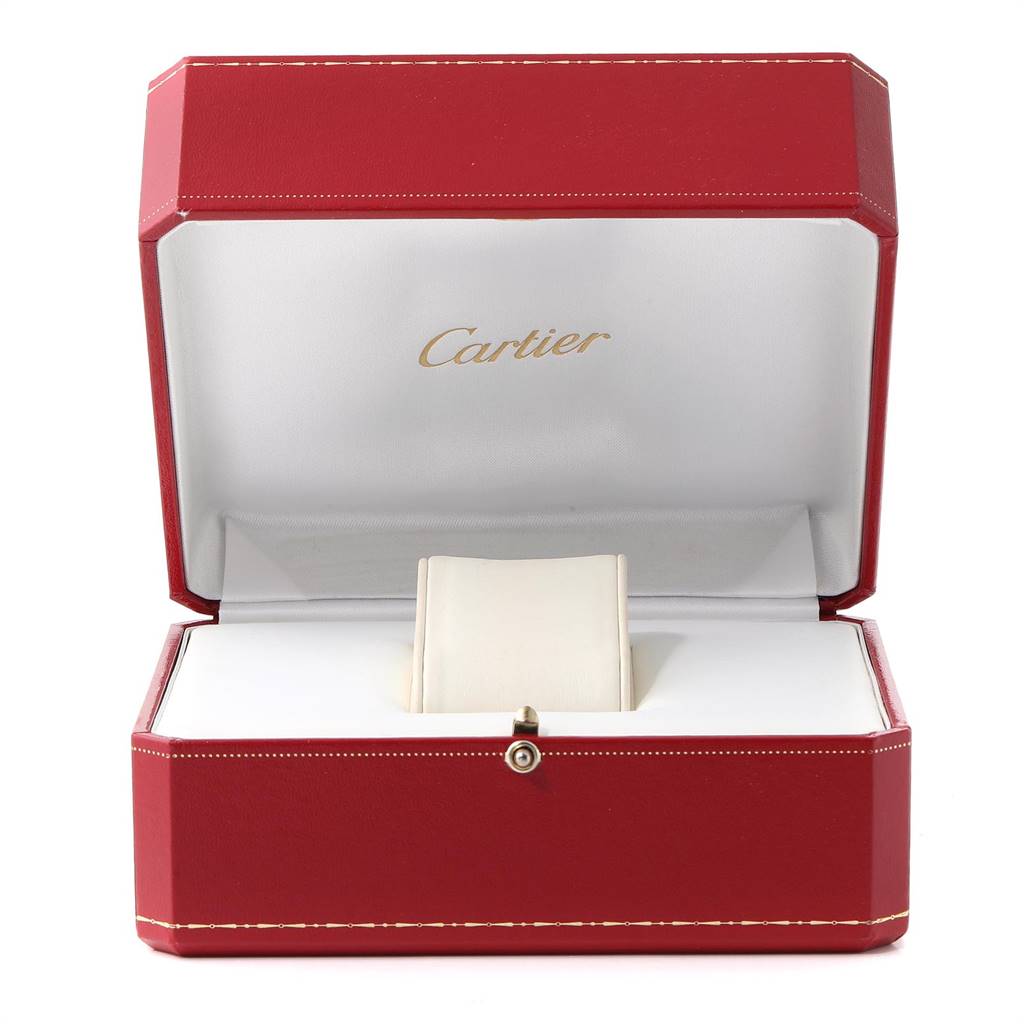 The image shows an open red Cartier box for a Ronde model watch, with no watch inside.
