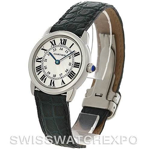 Cartier Ronde Solo Steel Black Leather Ladies Watch W6700155 SwissWatchExpo