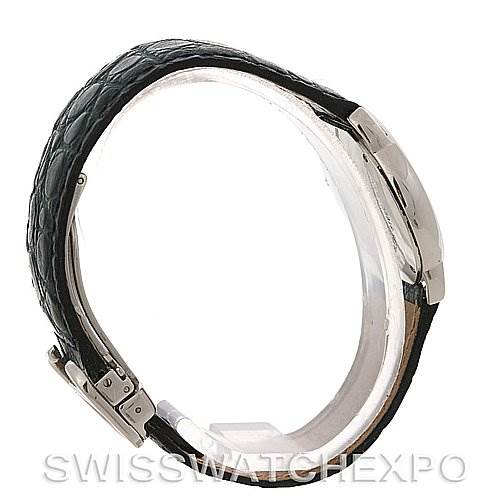 This image shows a side profile of the Cartier Ronde W6700155 Women's Stainless Steel Silver Dial W6700155 Women's Stainless Steel Silver Dial watch, focusing on the case, buckle, and strap.