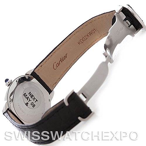 The image shows the back, inside of the strap, and clasp of a Cartier Ronde W6700155 Women's Stainless Steel Silver Dial W6700155 Women's Stainless Steel Silver Dial model watch.