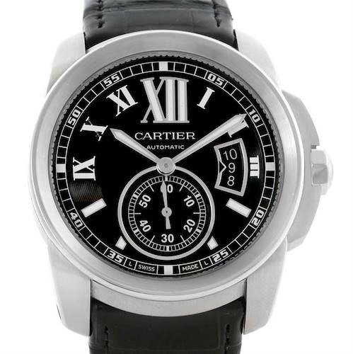 Photo of Cartier Calibre Steel Automatic Black Dial Mens Watch W7100041