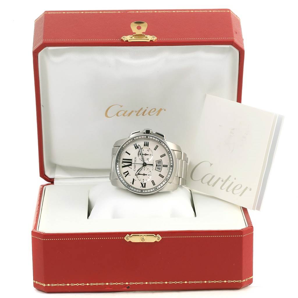 Cartier Calibre Stainless Steel Chronograph Mens Watch W7100045 ...