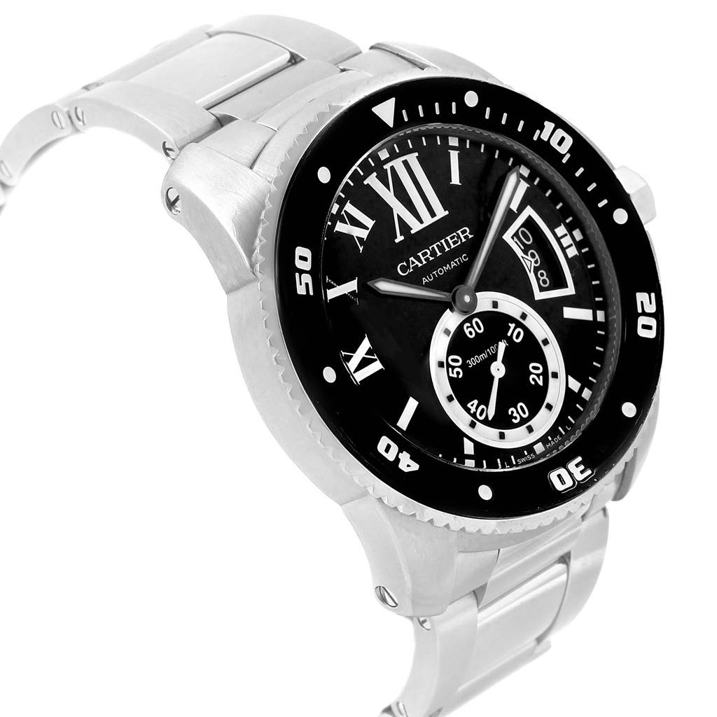 calibre de cartier chronograph watch 42mm steel