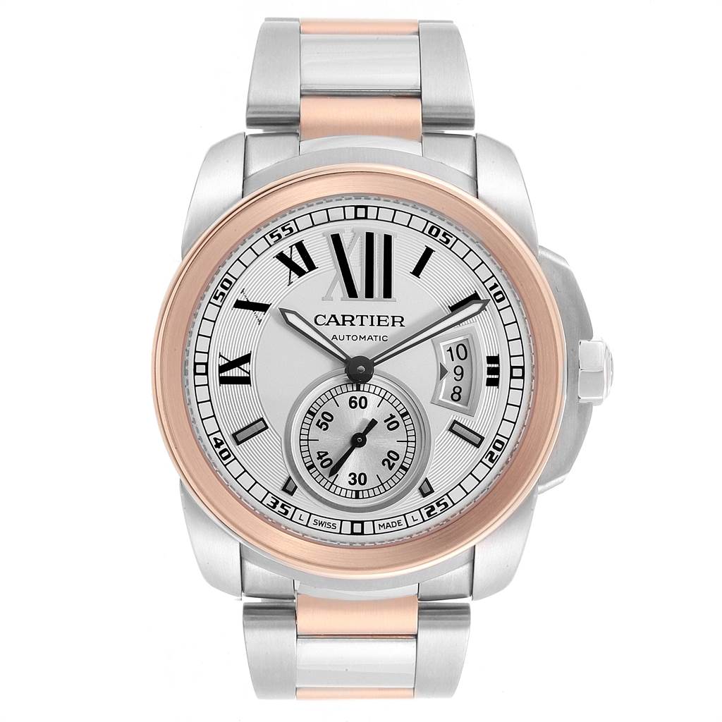 Cartier Calibre Diver Steel Rose Gold Silver Dial Mens Watch W7100036 ...